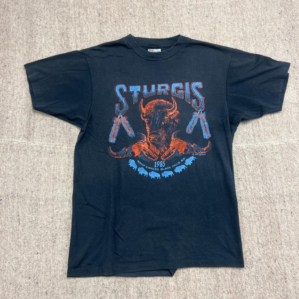 Vintage Sturgis Shirt Mens Medium Black 1980s Motorcycle Chopper